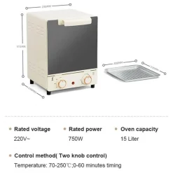 The Decor Haven Küche & Esszimmer-Mini-Elektro-Toasterofen mit 3 Ebenen – kompaktes Küchengerät