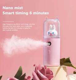 Comfort u0026 Style Frauenpflege|Körperpflege-Mini-Gesichtsdampfer mit Cartoon-Tiermotiv – wiederaufladbarer USB-Luftbefeuchter