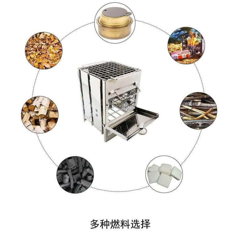 Adventure Basecamp Camping Im Freien|Outdoor-Artikel-Mini-Holzkohlegrill – Faltbarer Outdoor-Campinggrill aus Edelstahl