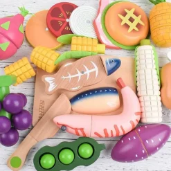 The Decor Haven Babyspielzeug-Mini-Küchen-Spielset mit Lebensmitteln – Kochspielzeug für Kinder