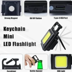Roam Ready Outdoor-Artikel|Heimwerkzeuge-Mini-LED-Schlüsselanhänger-Taschenlampe – magnetisches Taschenlicht