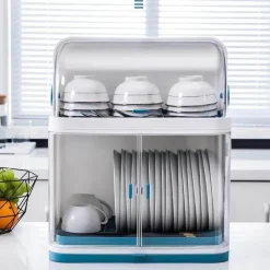 Space Savvy Küche & Esszimmer-Minimalistische Küchen-Aufbewahrungsbox mit Deckel – einfacher Abtropf-Organizer