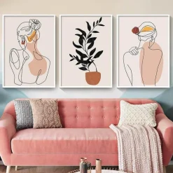 The Gilded Nest Wohndeko-Minimalistisches abstraktes Gesicht verlässt Kunstdruck