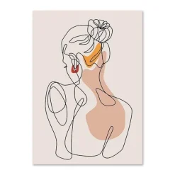 The Gilded Nest Wohndeko-Minimalistisches abstraktes Gesicht verlässt Kunstdruck