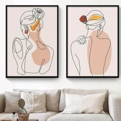 The Gilded Nest Wohndeko-Minimalistisches abstraktes Gesicht verlässt Kunstdruck