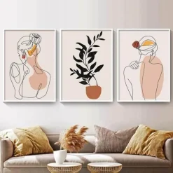 The Gilded Nest Wohndeko-Minimalistisches abstraktes Gesicht verlässt Kunstdruck