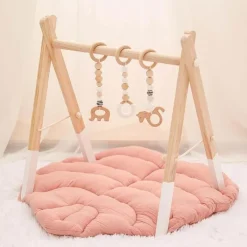 Kinder The Decor Haven Kinderwagen & Zubehör-Minimalistisches Baby-Aktivitätsgymnastik-Set aus Holz – Natürlicher Spielplatz für Kleinkinder