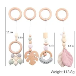 Kinder The Decor Haven Kinderwagen & Zubehör-Minimalistisches Baby-Aktivitätsgymnastik-Set aus Holz – Natürlicher Spielplatz für Kleinkinder