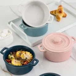 Elegance at the Table Küche & Esszimmer-Mini-Suppenschüssel aus Keramik mit Deckel – vielseitiges Kochgeschirr für Babynahrung