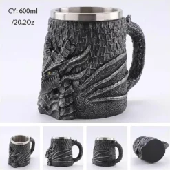 Feast u0026 Flair Küche & Esszimmer-Mittelalterlicher Bierkrug – Edelstahl-Kriegerkrug für die Kneipendekoration