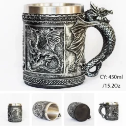 Feast u0026 Flair Küche & Esszimmer-Mittelalterlicher Bierkrug – Edelstahl-Kriegerkrug für die Kneipendekoration