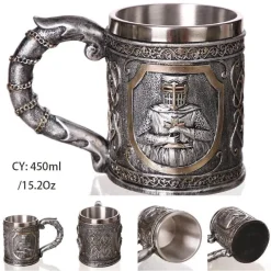 Feast u0026 Flair Küche & Esszimmer-Mittelalterlicher Bierkrug – Edelstahl-Kriegerkrug für die Kneipendekoration