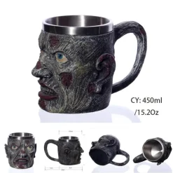 Feast u0026 Flair Küche & Esszimmer-Mittelalterlicher Bierkrug – Edelstahl-Kriegerkrug für die Kneipendekoration