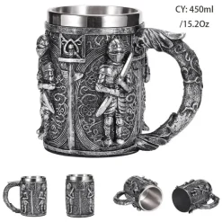 Feast u0026 Flair Küche & Esszimmer-Mittelalterlicher Bierkrug – Edelstahl-Kriegerkrug für die Kneipendekoration