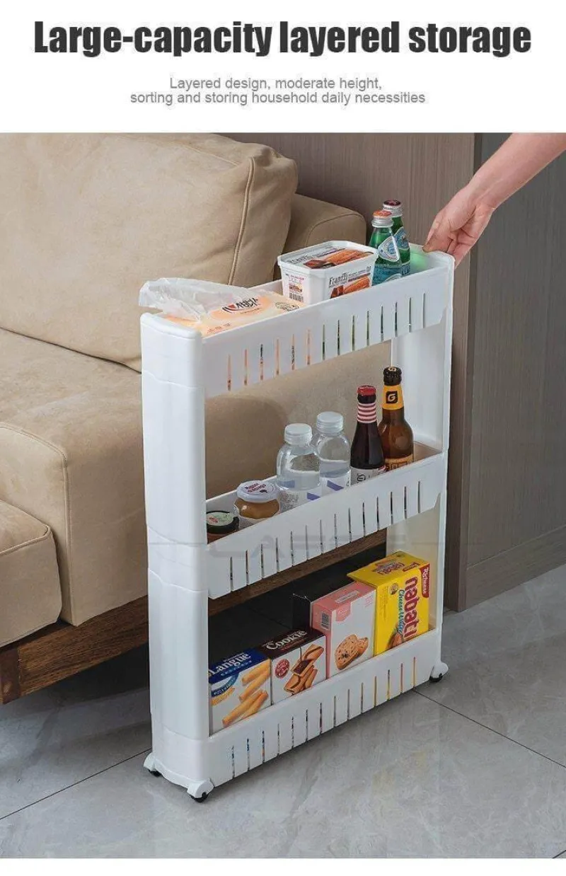 Cozy Living Küche & Esszimmer|Möbel-Mobiles Lagerregal mit Rädern – Kompakter Roll-Organizer