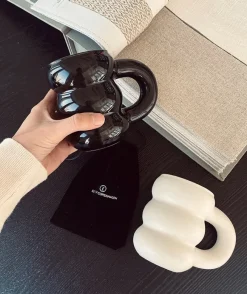 Tom Wohndeko-Modera Thick Ceramic Mug – Modern Ribbed Sculpted Coffee Cup