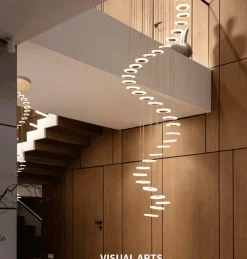 Comfort u0026 Style Beleuchtung-Modern Circle Stair Pendant Lamp - Stylish Ceiling Light Fixture