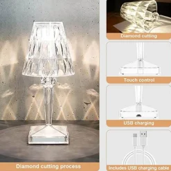 The Gilded Nest Beleuchtung-Modern Desk Lamp - Stylish Diamond Acrylic Light