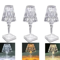 The Gilded Nest Beleuchtung-Modern Desk Lamp - Stylish Diamond Acrylic Light