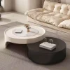 Accent u0026 Adorn Möbel-Modern Dual-Tier Round Coffee Table - Retractable Lounge Design