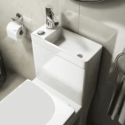 The Blissful Bath Badezimmer|Möbel-Moderne japanische Toilette mit Waschbecken – platzsparende Badezimmereinrichtung