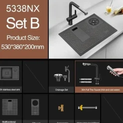 Deco Küche & Esszimmer-Moderne Nano Black Küchenspüle – Elegantes Design