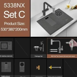 Deco Küche & Esszimmer-Moderne Nano Black Küchenspüle – Elegantes Design