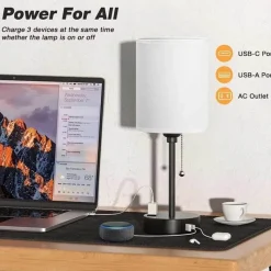 Bright Accents Beleuchtung-Moderne USB-Schreibtischlampe – Stilvolle Tischleuchte aus Metall