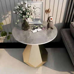 The Lounge Loft Möbel-Moderner Beistelltisch aus Schiefer - Firmin Akzenttisch in Schieferoptik