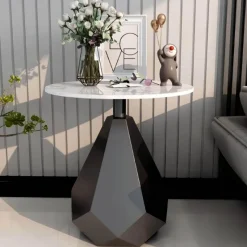 The Lounge Loft Möbel-Moderner Beistelltisch aus Schiefer - Firmin Akzenttisch in Schieferoptik