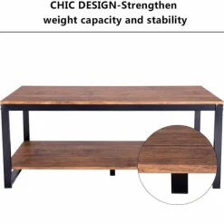 Cozy Living Möbel-Moderner Couchtisch – Elegantes rechteckiges Metallrahmendesign