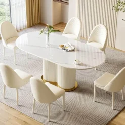 The Lounge Loft Möbel-Moderner Esstisch mit Glasplatte - Debora Slate Furniture