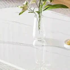 The Lounge Loft Möbel-Moderner Esstisch mit Glasplatte - Debora Slate Furniture