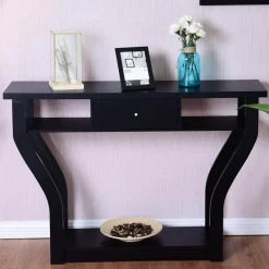 Comfort u0026 Style Möbel-Moderner Konsolentisch aus Holz mit Schublade – Sofa-Präsentationstisch für den Eingangsbereich