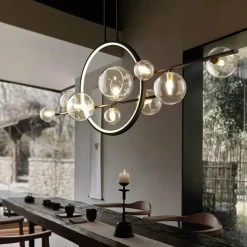 The Gilded Nest Beleuchtung-Moderner LED-Ringblasen-Kronleuchter – minimalistisches europäisches Design