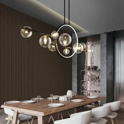 The Gilded Nest Beleuchtung-Moderner LED-Ringblasen-Kronleuchter – minimalistisches europäisches Design