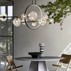 The Gilded Nest Beleuchtung-Moderner LED-Ringblasen-Kronleuchter – minimalistisches europäisches Design