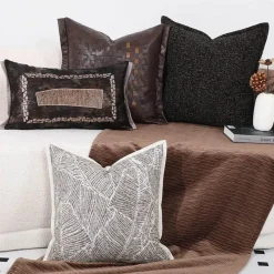 Pillow Haven Bettzeug-Moderner minimalistischer schwarz-weißer Sofakissenbezug - Stilvoller Kissenbezug für das Wohnzimmer