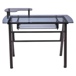 Comfort u0026 Style Möbel-Moderner Schreibtisch mit Metallrahmen und Druckerablage – Home-Office-Arbeitsplatz