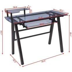 Comfort u0026 Style Möbel-Moderner Schreibtisch mit Metallrahmen und Druckerablage – Home-Office-Arbeitsplatz