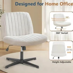 Comfort u0026 Style Möbel-Moderner Schreibtischstuhl ohne Armlehnen – Stilvoller Bürostuhl mit gekreuzten Beinen