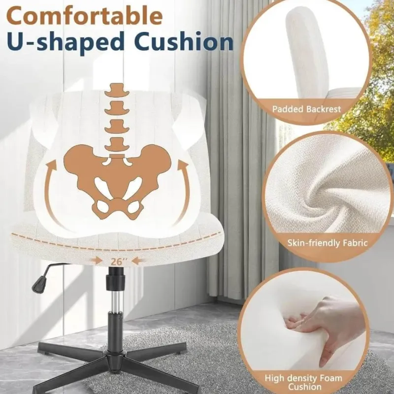 Comfort u0026 Style Möbel-Moderner Schreibtischstuhl ohne Armlehnen – Stilvoller Bürostuhl mit gekreuzten Beinen