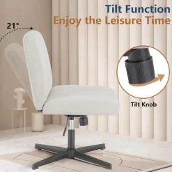 Comfort u0026 Style Möbel-Moderner Schreibtischstuhl ohne Armlehnen – Stilvoller Bürostuhl mit gekreuzten Beinen