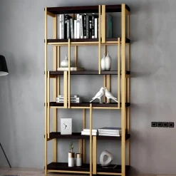 The Lounge Loft Möbel-Modernes Bücherregal aus Holz - Estaban Lagerregal