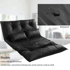 Cozy Living Möbel-Modernes, faltbares Freizeit-Schlafsofa aus PU-Leder mit 2 Kissen
