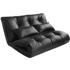Cozy Living Möbel-Modernes, faltbares Freizeit-Schlafsofa aus PU-Leder mit 2 Kissen