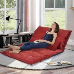 Cozy Living Möbel-Modernes, faltbares Freizeit-Schlafsofa aus PU-Leder mit 2 Kissen