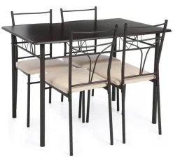 Cozy Living Küche & Esszimmer|Möbel-Modernes Küchentisch-Set mit Metallrahmen – 5-teiliger Esstisch mit Stühlen