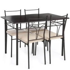 Cozy Living Küche & Esszimmer|Möbel-Modernes Küchentisch-Set mit Metallrahmen – 5-teiliger Esstisch mit Stühlen
