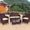 Nomad Gear Camping Im Freien|Möbel-Modernes Rattan-Terrassenmöbel-Set – 4-teilig, Korbsofa, Couchtisch mit Kissen